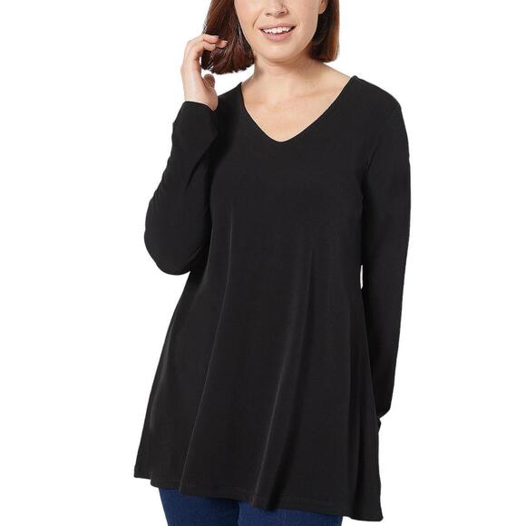 Susan Graver Tops - Susan Graver Women's Liquid Knit Tunic Black - Petite